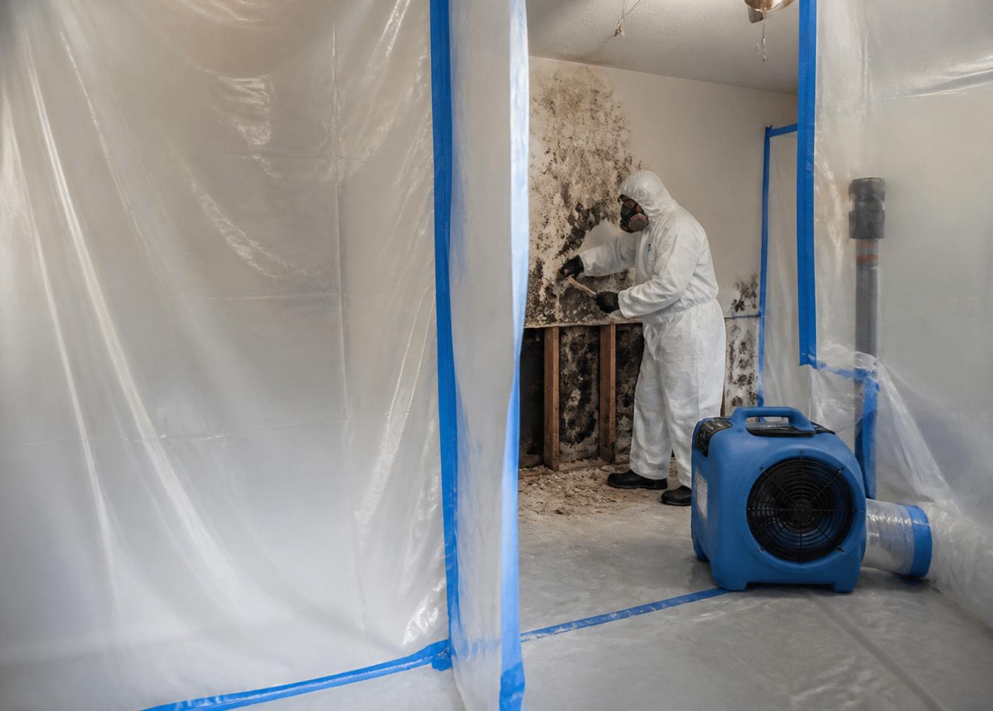 Mold remediation with containment and HEPA filtration